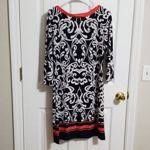 Black and white dress with orange detail